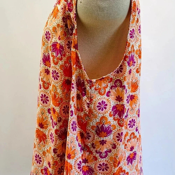 NWT CROFT & BARROW Women Sleeveless Pullover Keyhole Neckline Floral Shirt Sz XL - Picture 10 of 13